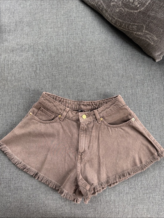 H&M Pants - H&M Frayed Hem Denim Shorts - Taupe Brown
